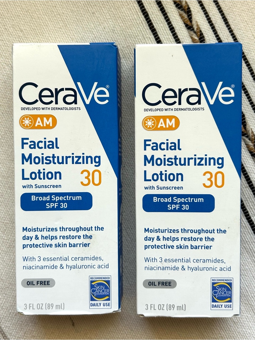 CeraVe AM Facial Moisturizing Lotion SPF 30 3 oz 2-Pack Exp 10/27 NEW